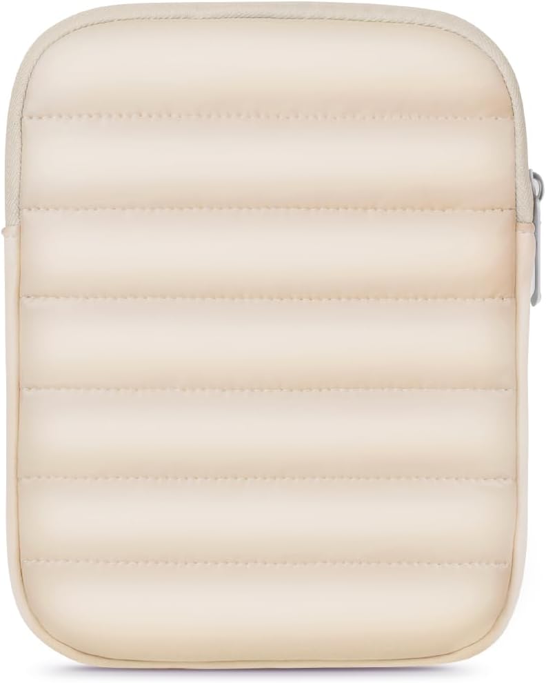 Clezolraa 6-7 Inch Puffy Sleeve Case for 7" Kindle Paperwhite 12th Gen/Colorsoft 2024, 6.8" Kindle Paperwhite 11th Gen, 6" Kindle 11th Gen 2024/2022, Oasis, Protective Pouch Bag, Beige - Image 1